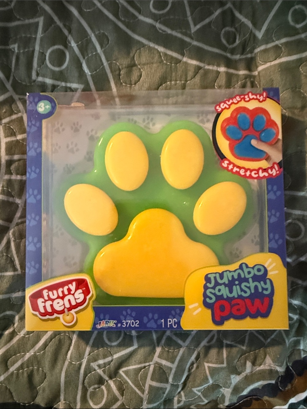 Furry frens Jumbo Squishy Paw Stress Toy - Yellow & Green
